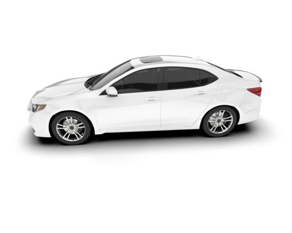 Beyaz arka planlı beyaz araba, yan görünüm