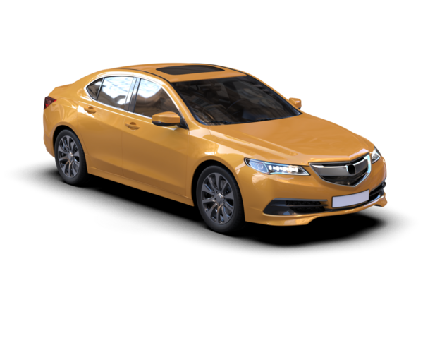 Modern araba yolda. 3 Boyutlu Hazırlama