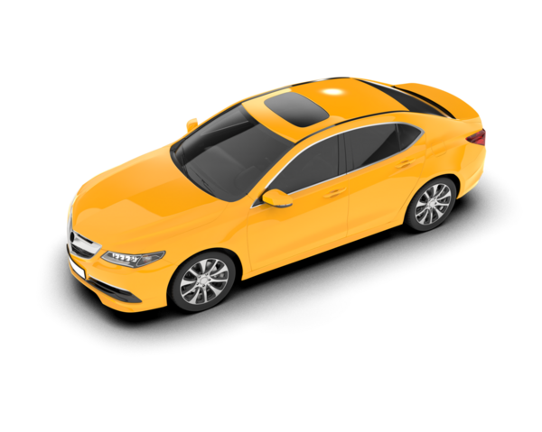 Sarı araba beyaz arka planda izole edilmiş.