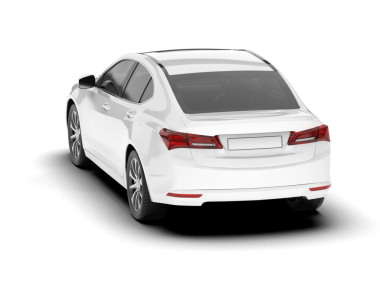 Gerçekçi bir araba. Araba beyazda izole edilmiş. 3D görüntüleme. vektör