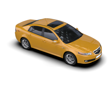 Sarı modern araba beyaz arka planda izole edilmiş.