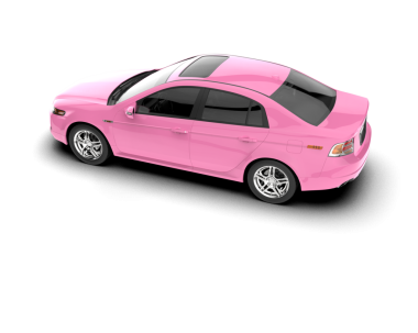 Pembe arka planı olan pembe bir araba.