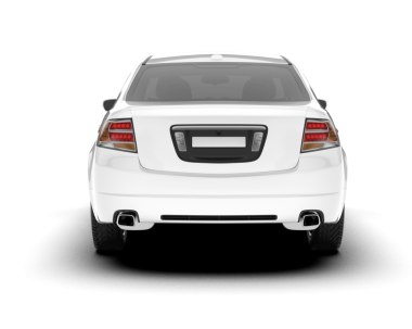 Araba geri görüşü. Beyaz üzerine izole edilmiş. 3d illüstrasyon