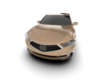 modern araba beyaz zemin üzerinde bir cam ile izole edilmiş - 3 boyutlu renkler - 3 boyutlu çizimler