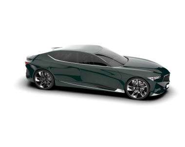 gerçekçi modern araba. Yansımalı lüks arabanın yan görüntüsü