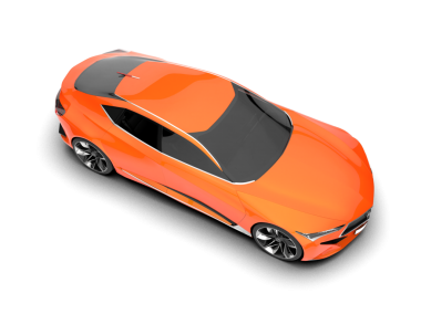 turuncu araba. 3d oluşturma