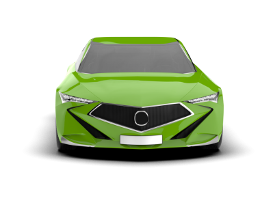 Yeşil arabanın gerçekçi 3 boyutlu görüntülenmesi - arkaplanda izole edilmiş