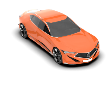 Turuncu spor araba beyaz arka planda izole edilmiş. 3d illüstrasyon
