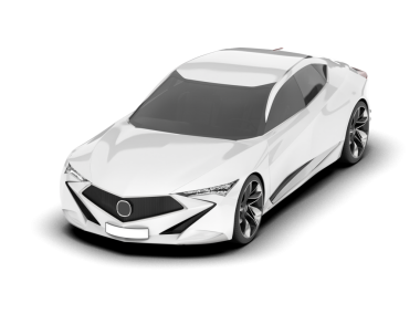 Yan görüşlü gerçekçi araba beyaz üzerine izole edilmiş