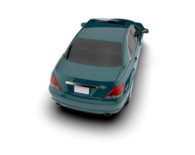 Gri arka planda izole edilmiş bir arabanın 3 boyutlu resmi