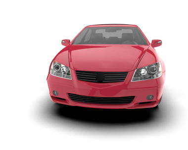 Kırmızı arka planda bir araba var. 3d oluşturma