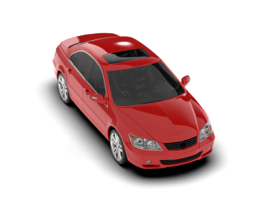 Kırmızı kapaklı araba beyazda izole edilmiş. 3d oluşturma