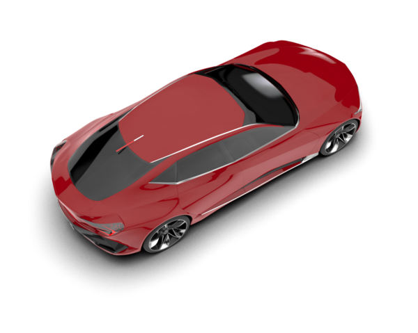 Beyaz arka planda kırmızı araba 3 boyutlu.