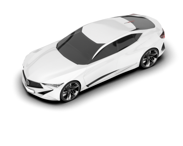 Beyaz arka planda gerçekçi beyaz bir araba