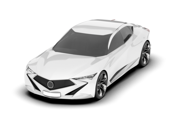 Yan görüşlü gerçekçi araba beyaz üzerine izole edilmiş