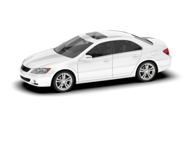 Beyaz arka planı olan beyaz, modern bir araba. 3d illüstrasyon