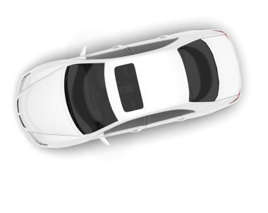 beyaz arkaplanda modern araba üst görünümü