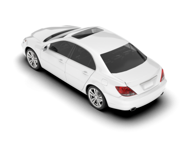 Beyaz arka planda izole edilmiş beyaz araba. 3d oluşturma.