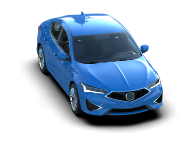 Mavi araba gri arka planda izole edilmiş. 3d oluşturma.