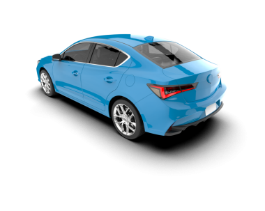 mavi arkaplanda izole edilmiş gerçekçi araba