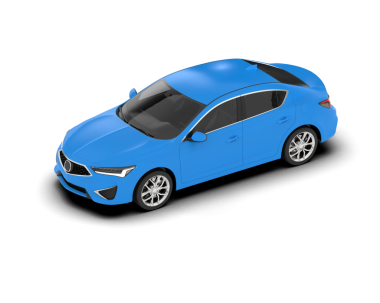 Mavi araba beyaz arka planda izole edilmiş. 3d oluşturma