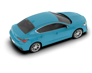 Arkadan manzaralı gerçekçi mavi bir araba. 3d oluşturma