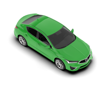 Yeşil arabanın gerçekçi vektör çizimi.