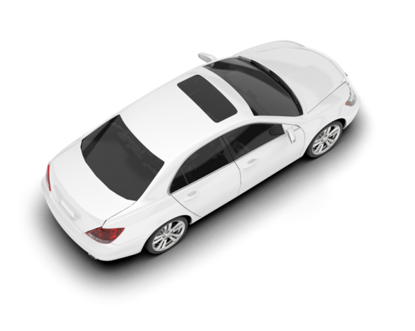 Beyaz arkaplandaki araba, 3 boyutlu illüstrasyon