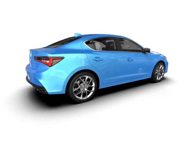 Mavi araba beyazda izole edilmiş. 3D görüntüleme - illüstrasyon