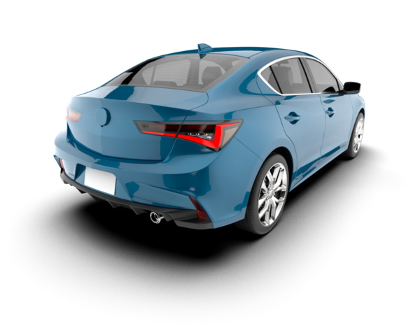 Beyaz arka manzaralı modern mavi sedan araba. 3d oluşturma