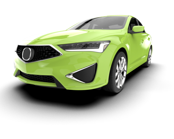 Yeşil lüks araba. sedan. 3d oluşturma