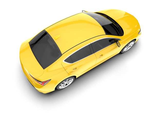 Sarı modern araba beyaz arka planda izole edilmiş. 3d illüstrasyon.