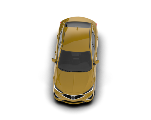 Beyaz arka planda izole edilmiş bir arabanın 3 boyutlu görüntüsü