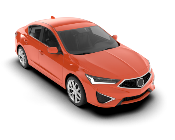 Modern araba arka planda izole edilmiş. 3D görüntüleme - ön görünüm