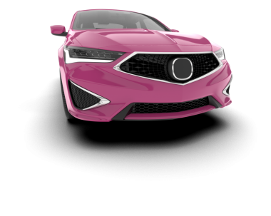 Beyaz bir arka plan üzerinde pembe araba