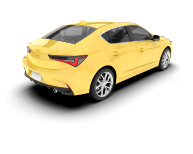 Beyaz arka planda sarı bir araba. 3 Boyutlu Hazırlama