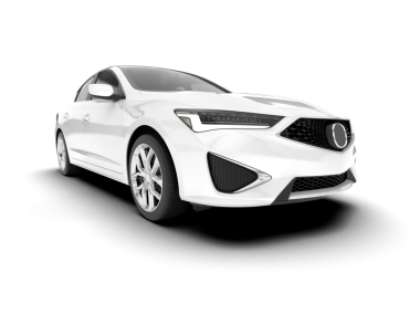 Beyaz arka planda izole edilmiş beyaz spor araba