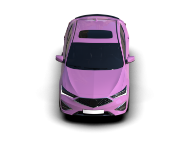 Siyah arka planda mor bir araba. 3d oluşturma