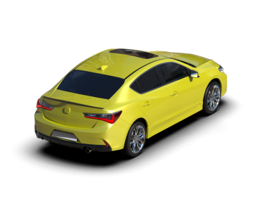 Işık arka planı olan modern sarı bir araba. 3d illüstrasyon