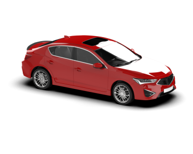 Kırmızı araba beyazda izole edilmiş. 3d oluşturma.