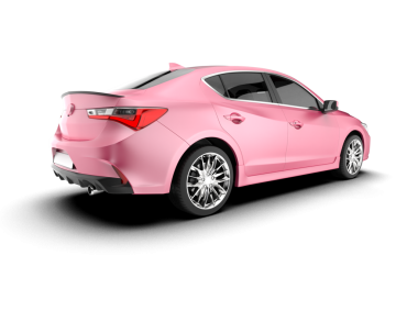 Pembe modern araba beyaz arka planda izole edilmiş. 3d illüstrasyon