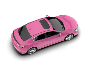 Gri arka planda izole edilmiş modern pembe araba. 3 Boyutlu Hazırlama