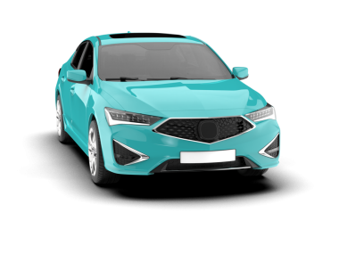 Modern araba beyazda izole edilmiş. 3D görüntüleme - ön görünüm