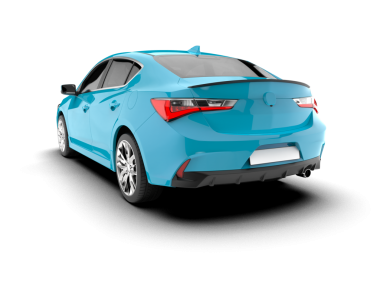 beyaz arkaplanda modern mavi araba