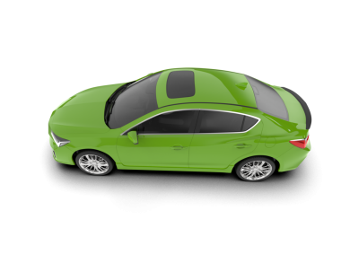 Yeşil araba beyaz arka planda izole edilmiş. 3d illüstrasyon