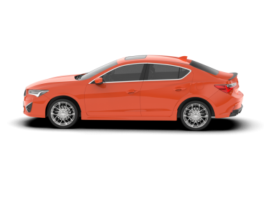 Beyaz arka planda gölgesi olan bir arabanın 3 boyutlu resmi