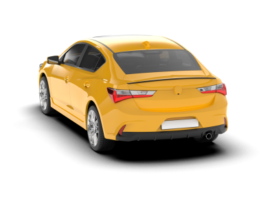 Sarı araba arka planda izole edilmiş. 3d oluşturma