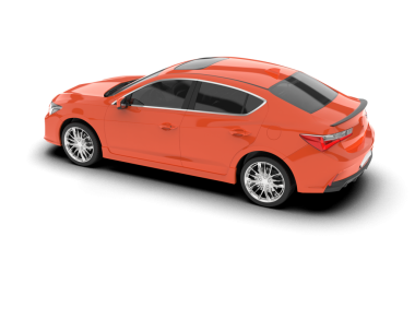 Arka planda kırmızı sedan araba izole edildi.