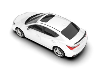 Beyaz arka planda izole edilmiş modern lüks beyaz araba. 3 boyutlu illüstrasyon. Gölgeli araba modellemesi.