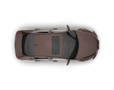 Siyah arka planda bir arabanın üst görüntüsü. 3d illüstrasyon